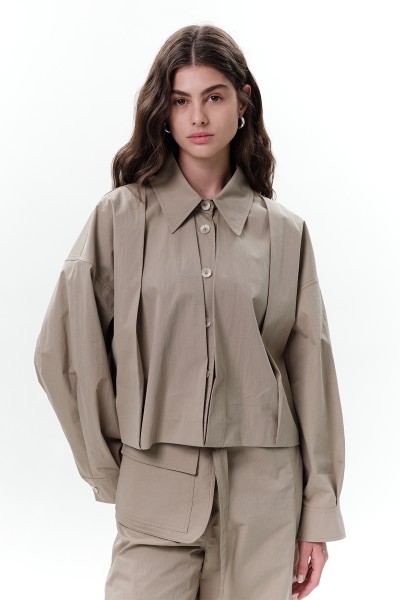 PİLE DETAYLI KISA CEKET YEŞİL 