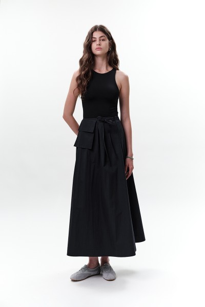 SKIRT WITH POCKET BELT NAVY BLUE 