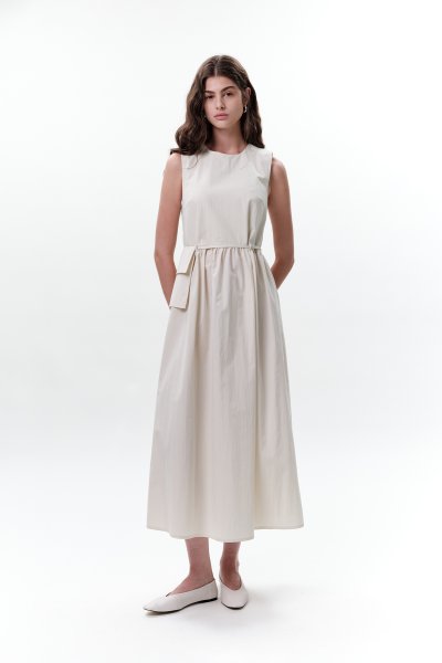 SLEEVELESS DRESS WITH BELT DETAIL STONE 