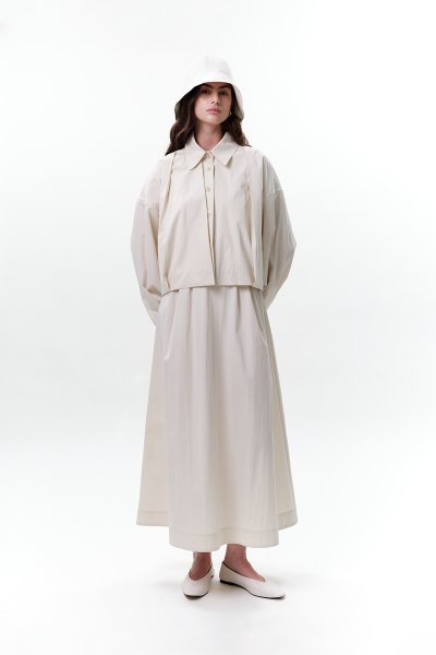 PLEAT DETAILED SHORT JACKET STONE 