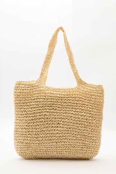 MEDIUM WICKER HANDLE BAG BEIGE 