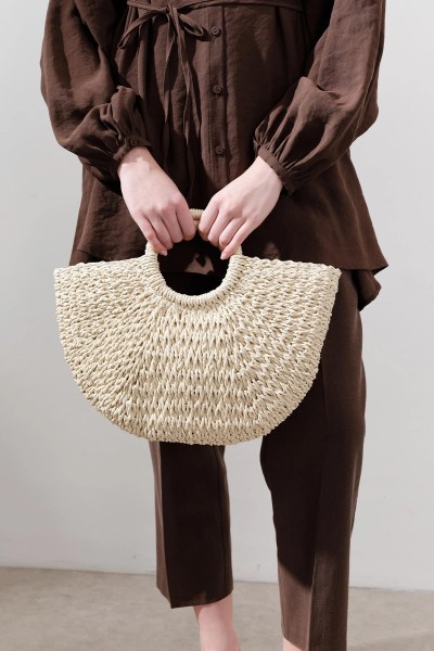 MEDIUM WICKER HANDBAG BEIGE 