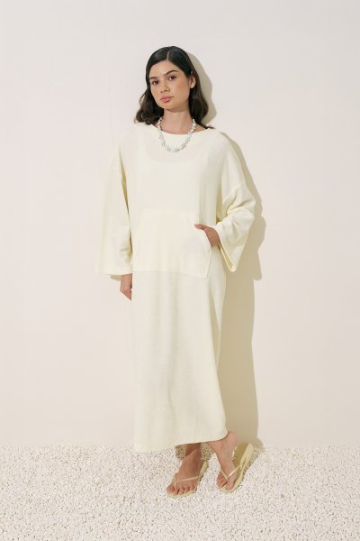 TERRY FABRIC COMFORTABLE DRESS VANILLA 
