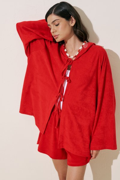 HAVLU KUMAŞ KİMONO KIRMIZI 