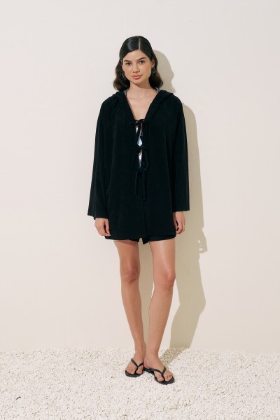 HAVLU KUMAŞ KİMONO SİYAH 