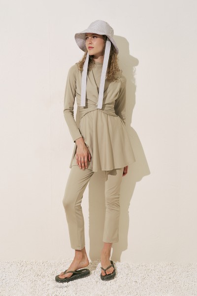 FLARE PAÇA TESETTÜR MAYO PANTOLON YEŞİL 