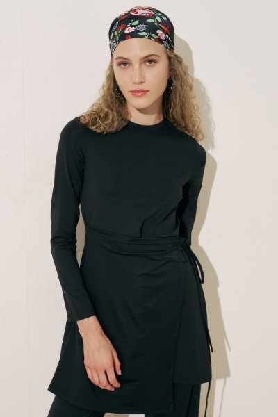 ANVELOP ETEKLİ MAYO ELBİSE SİYAH 