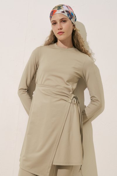 WRAPPED SKIRT SWIMSUIT DRESS GREEN 