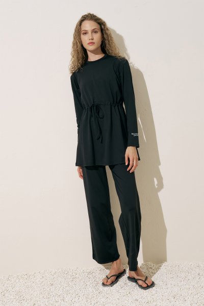 ADJUSTABLE-WAIST MODEST SWIMSUIT BLACK 