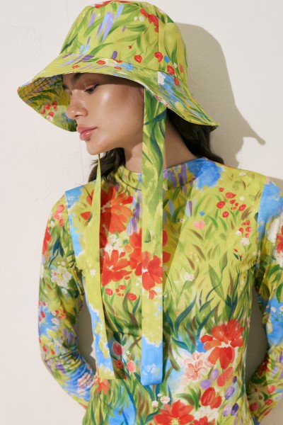 TIED BUCKET HAT GARDENIA 