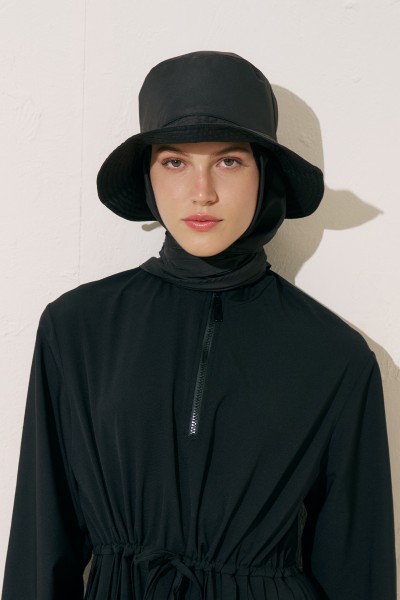 SCARF-DETAILED BUCKET HAT BLACK 