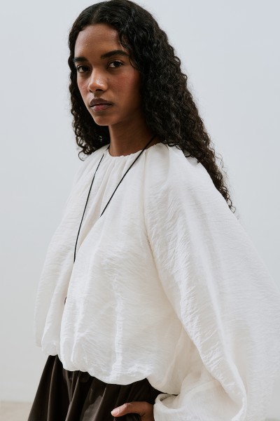 BALLOON FORM SHORT BLOUSE ECRU 