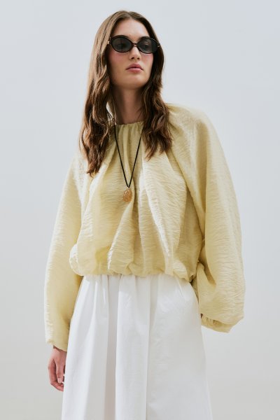 BALLOON FORM SHORT BLOUSE SOFT YELLOW 