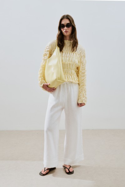 BURUŞUK GÖRÜNÜMLÜ BLUZ SOFT SARI 