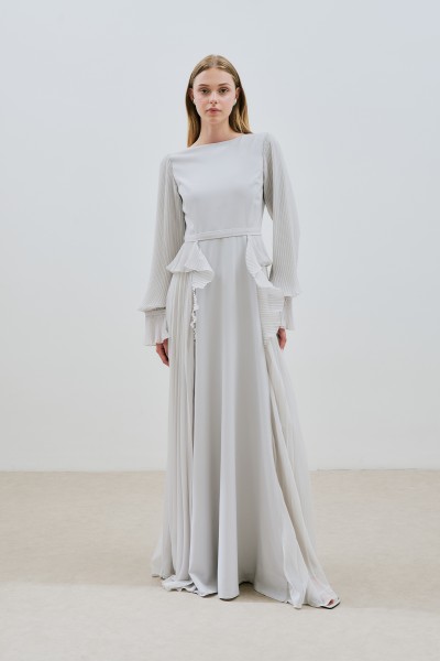 STONE LAYERED PLEATED DRESS 