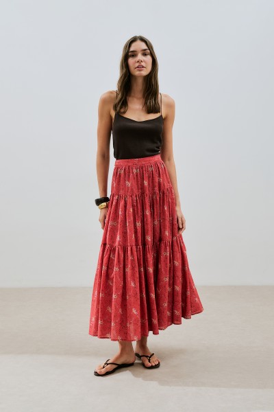 DESENLİ PAMUKLU KATLI ETEK KYRA 