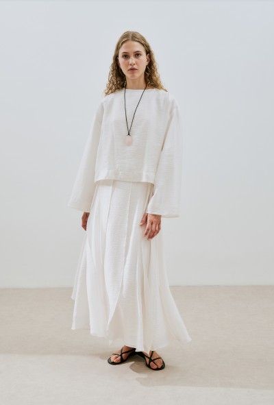 WIDE SLEEVE DRAPED BLOUSE ECRU 