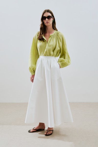 FINE LINEN PACKED COLLAR SHIRT LIME 