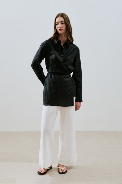 LINEN BINDING SHIRT BLACK 