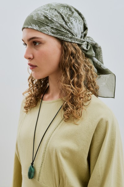 DESENLİ PAMUKLU ŞAL AGATHA BEJ 