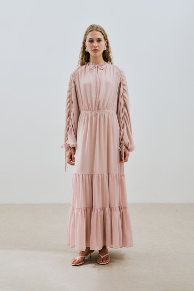 LONG SHIRT CHIFFON DRESS POWDER 