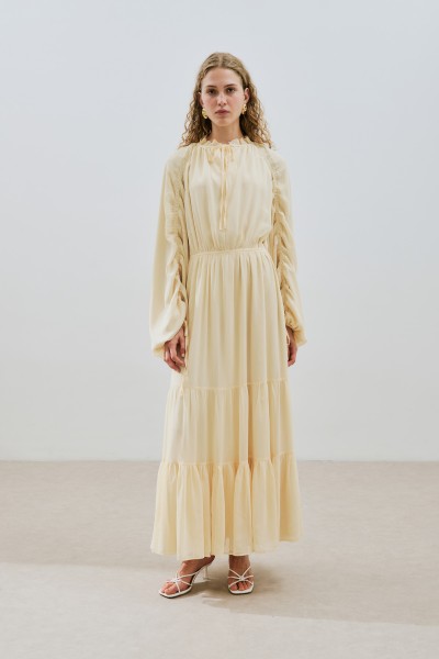 LONG SHIRT CHIFFON DRESS SOFT YELLOW 