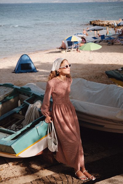 GİNGHAM PLAİD DRESS WİTH TİLE PATTERN 