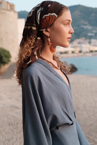 DESENLİ PAMUKLU ŞAL LIBERTY KAHVE 