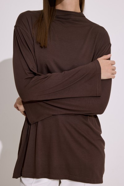 FLOWING LONG SLEEVE BLOUSE BROWN 