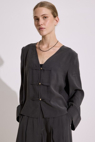 MODAL GENİŞ KOLLU BLUZ ANTRASİT 