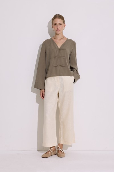 MODAL GENİŞ KOLLU BLUZ HAKİ 