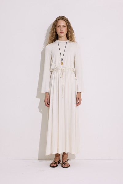 FLOWING LONG-SLEEVE DRESS PEARL 