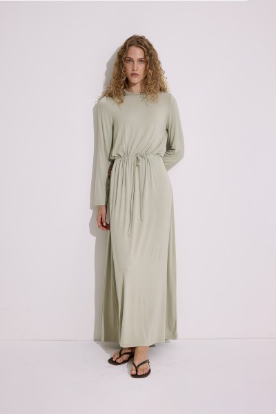 FLOWING LONG SLEEVE DRESS PASTEL GREEN 