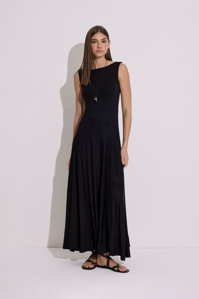 SLEEVELESS FLOWING DRESS BLACK 