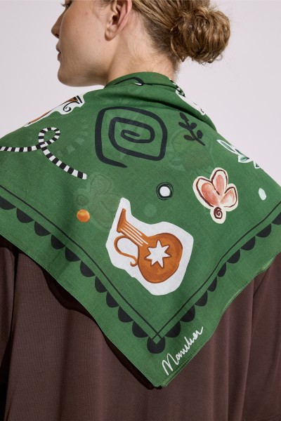 DESENLİ PAMUKLU ŞAL LIBERTY YEŞİL 