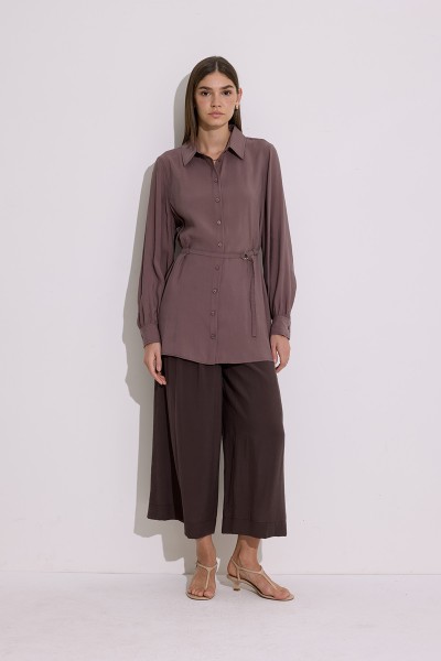 MODAL BELT SHIRT DRIED ROSE 