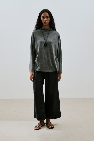 LINEN BLEND BLOUSE ANTHRACITE 