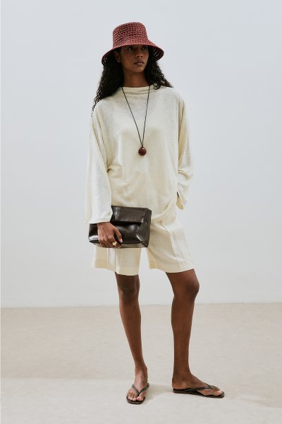 LINEN BLEND BLOUSE BEIGE 