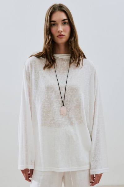 LINEN BLEND BLOUSE ECRU 