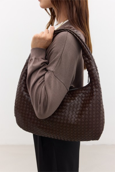 FRANCES ÖRGÜ BÜYÜK ÇANTA ACI KAHVE 