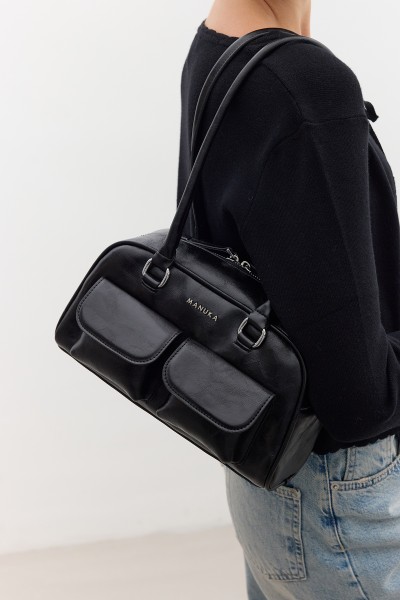 RETRO BAG WITH POCKETS BLACK 