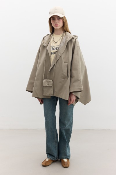 ÇANTA DETAYLI PELERİN TRENÇKOT ÇAĞLA 