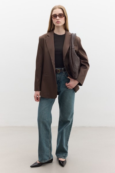 KLASİK KAPAMALI BLAZER CEKET KAHVERENGİ 