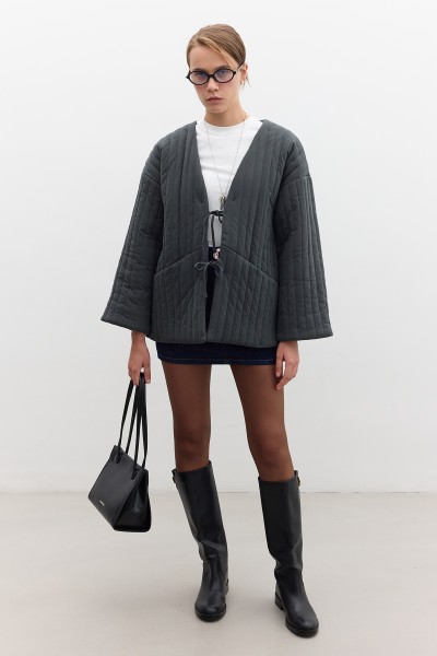 KAPİTONE BAĞLAMALI MONT ANTRASİT 