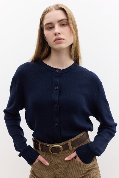 YUMUŞAK DOKULU TRİKO HIRKA LACİVERT 