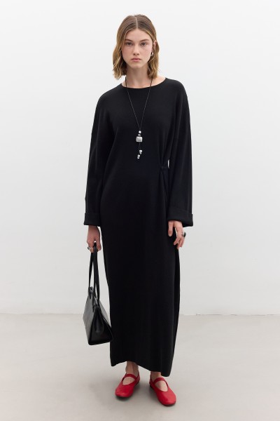 KNITWEAR BINDING DRESS BLACK 