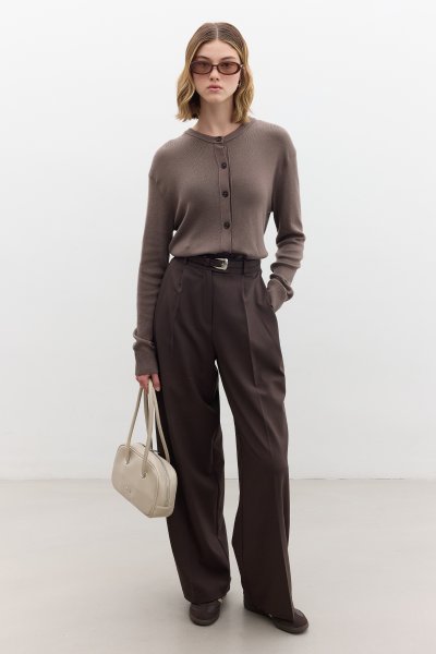 DONA PİLELİ PALAZZO PANTOLON ACI KAHVE 