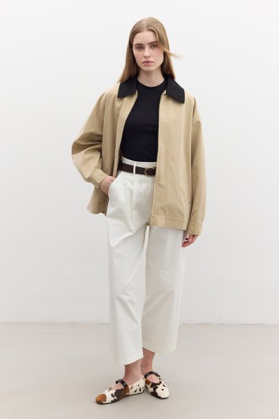 PİLELİ GABARDİN PANTOLON EKRU 