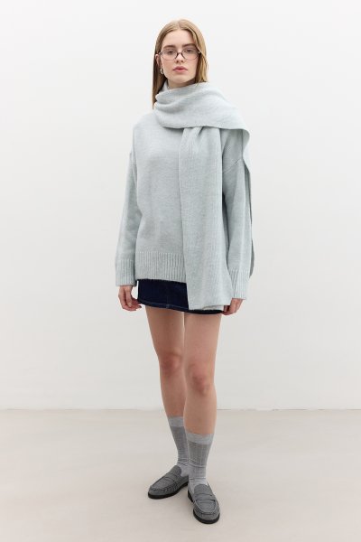 OVERSIZE YUMUŞAK KAZAK MAVİ 