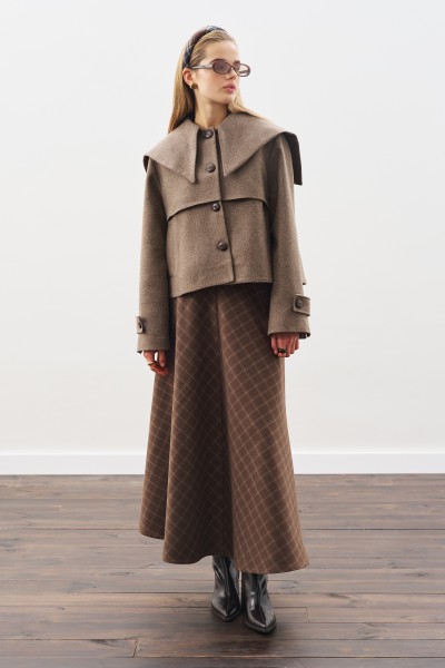 DÜĞME DETAYLI KAŞE CEKET VİZON 